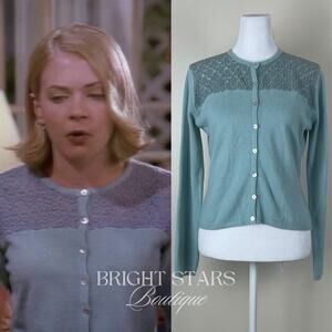 Rare Blue Knit Cardigan ASO Sabrina the Teenage Witch Vintage Fall 90s Knitted